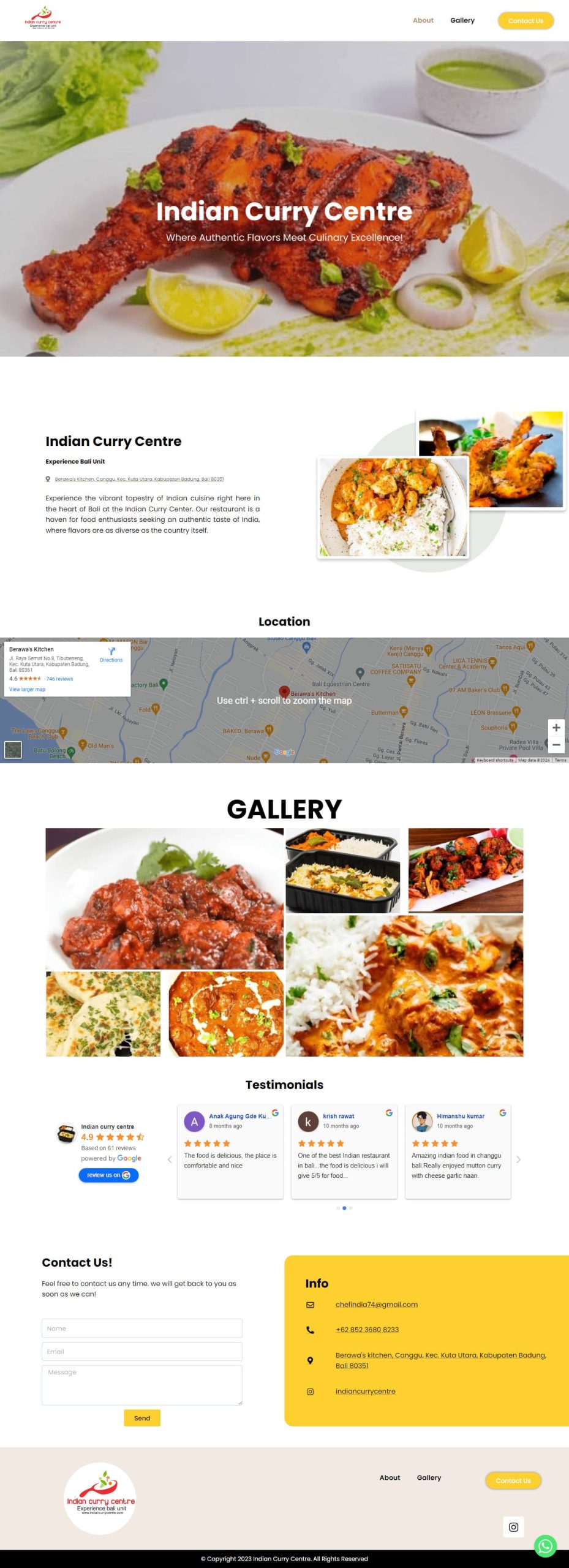 Indian Curry Centre by Inner Circle Tech Bali Web Design