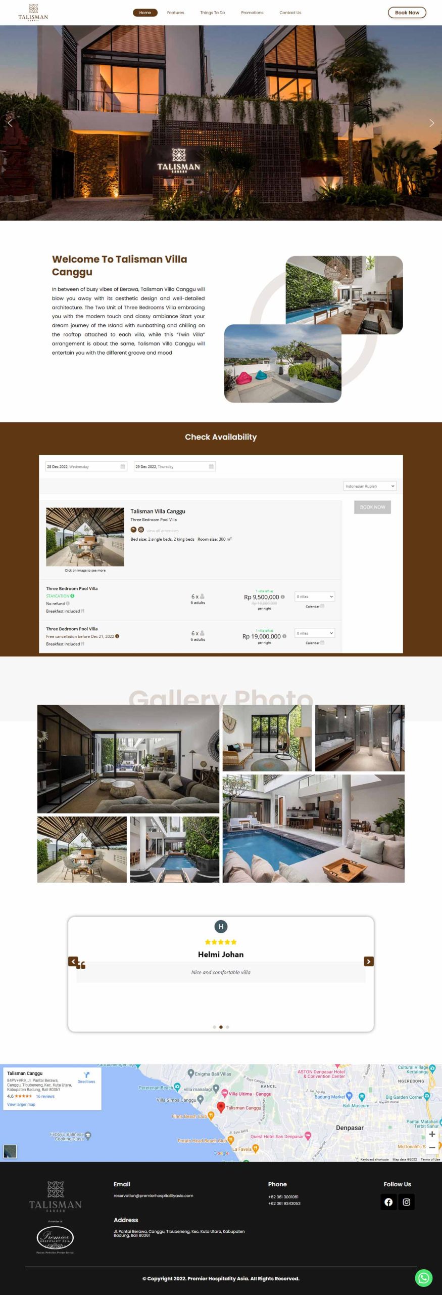 Talisman Villa Canggu by Inner Circle Tech Bali Web Design